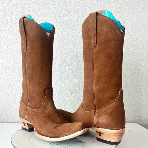 Lane EMMA JANE Womens Cowboy Boots 7.5 Toffee Suede Western Cowgirl Mid Calf - Picture 1 of 11